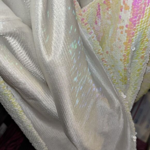 Anna Kaci sparkling sequined white/ pink racerback party, event tank. Size XXL - Picture 14 of 14